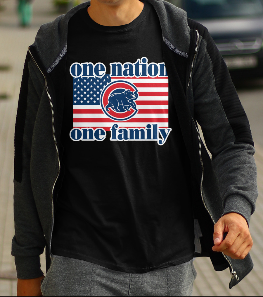 One Nation One Family 57 Chicago Cubs American Flag T-Shirt