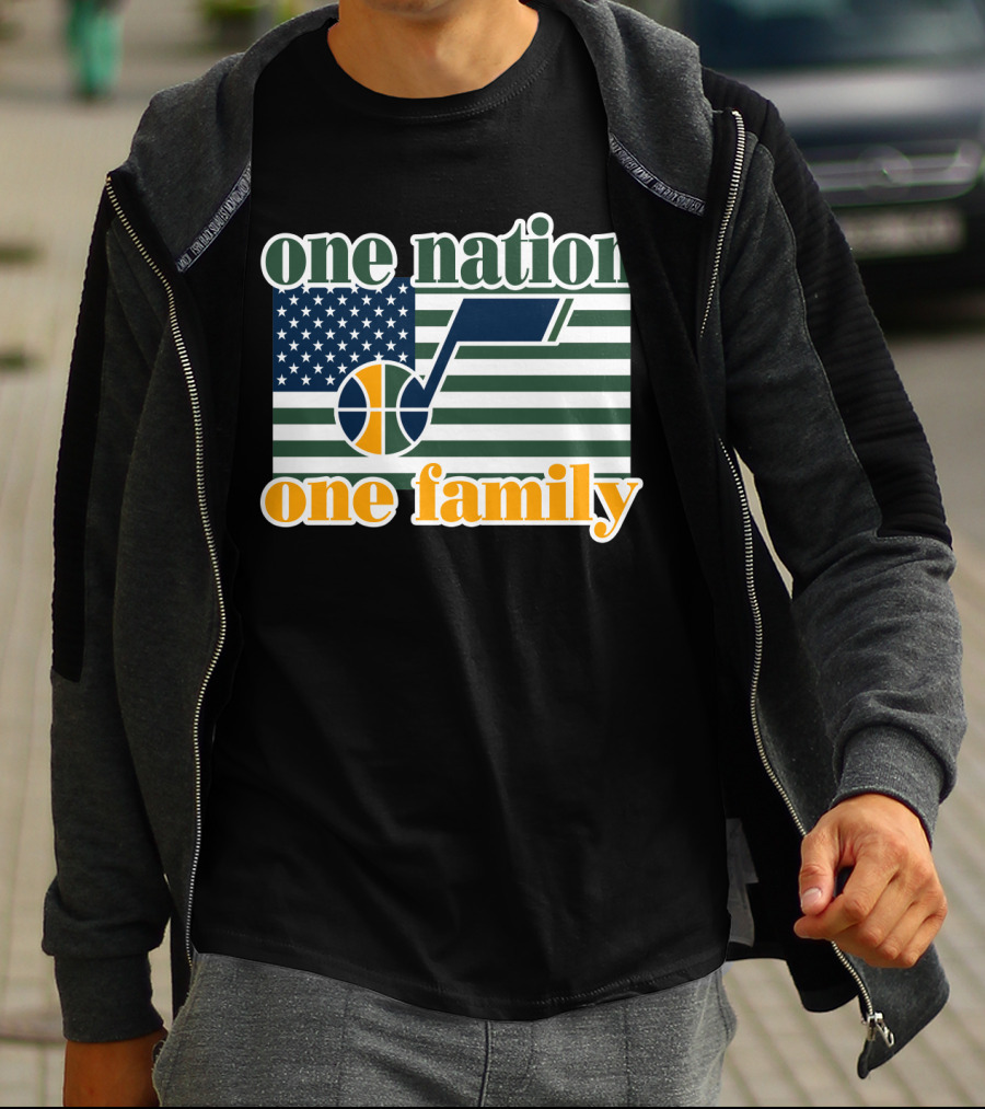 One Nation One Family Utah Jazz Basketball American Flag T-Shirt