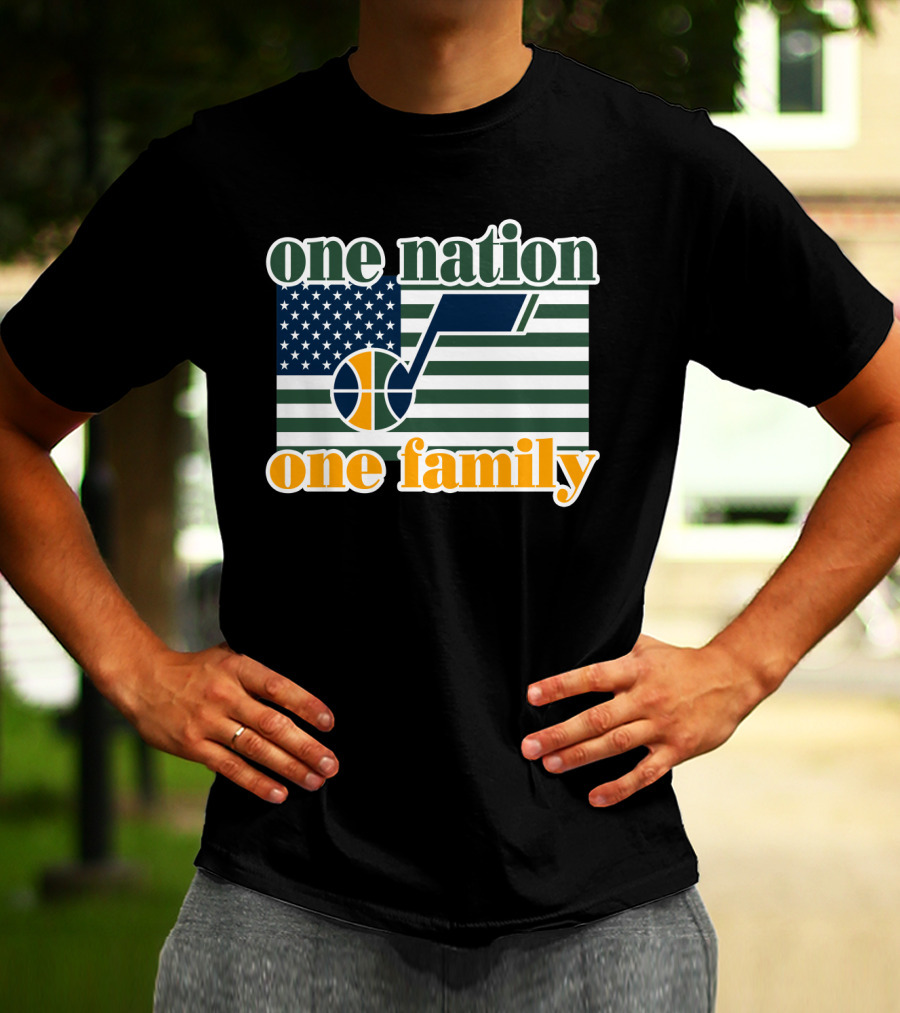 One Nation One Family Utah Jazz Basketball American Flag T-Shirt