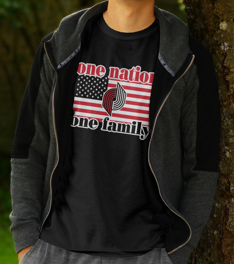 Portland Trail Blazers One Nation One Family American Flag T-Shirt