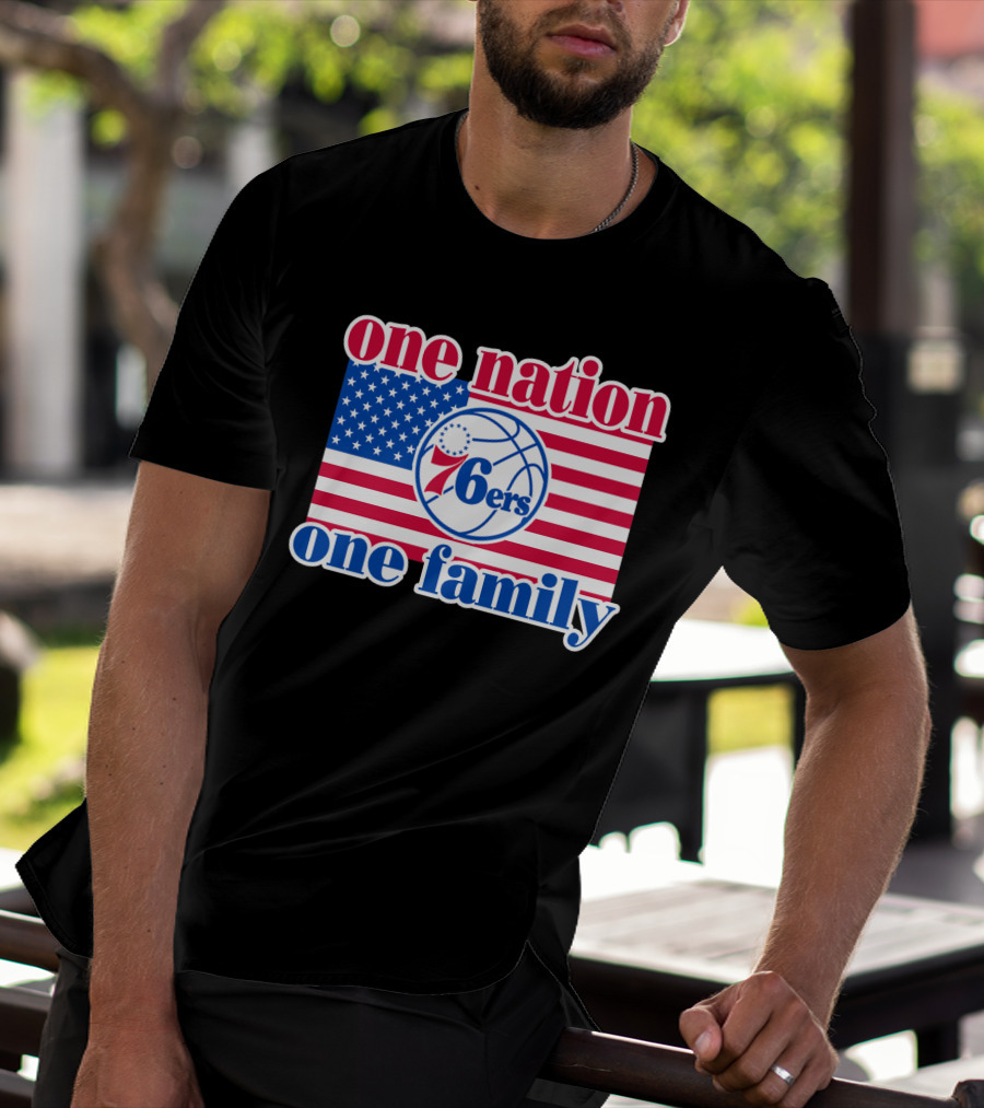 One Nation One Family Philadelphia 76ers 68 American Flag Basketball T-Shirt