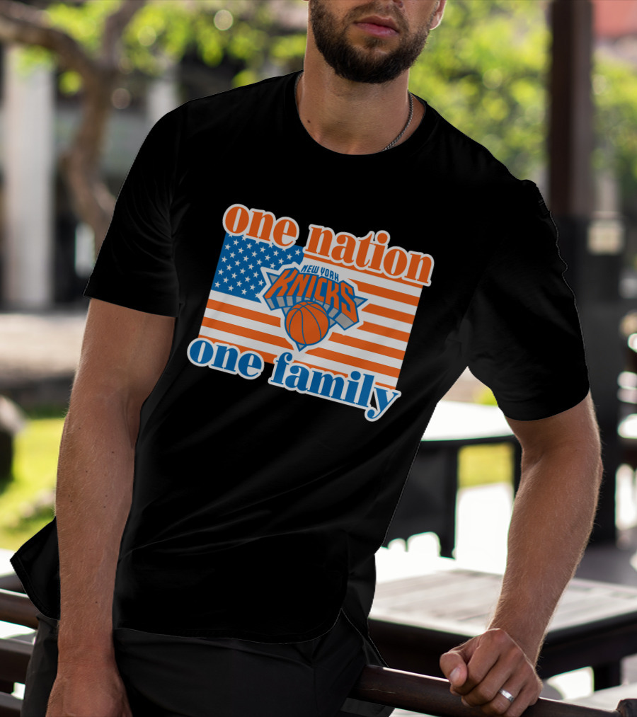 One Nation One Family New York Knicks 71 American Flag Basketball T-Shirt