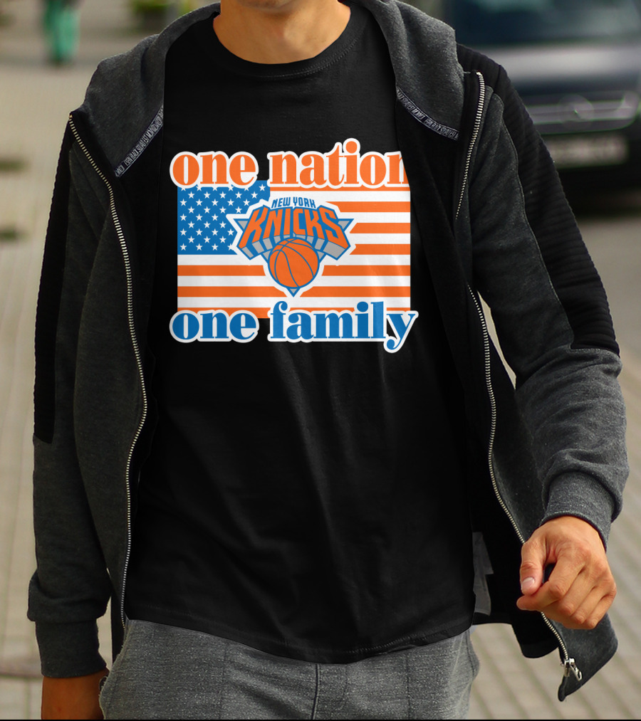 One Nation One Family New York Knicks 71 American Flag Basketball T-Shirt