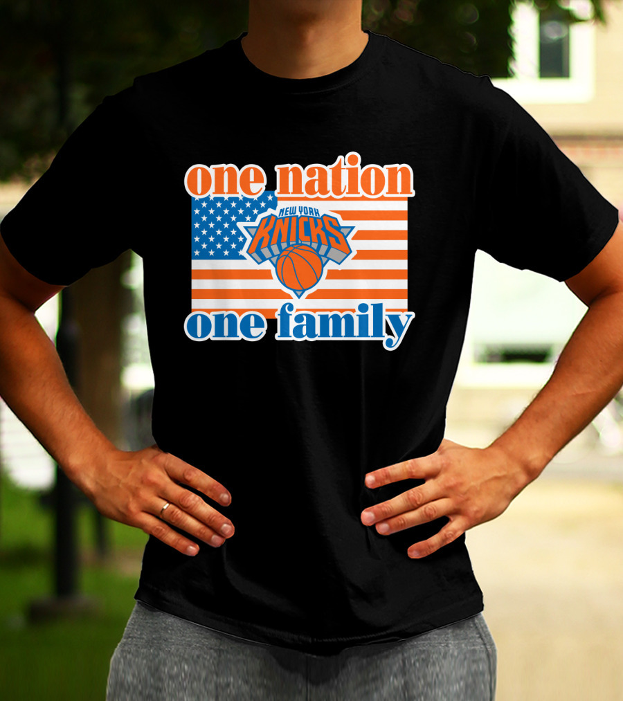 One Nation One Family New York Knicks 71 American Flag Basketball T-Shirt