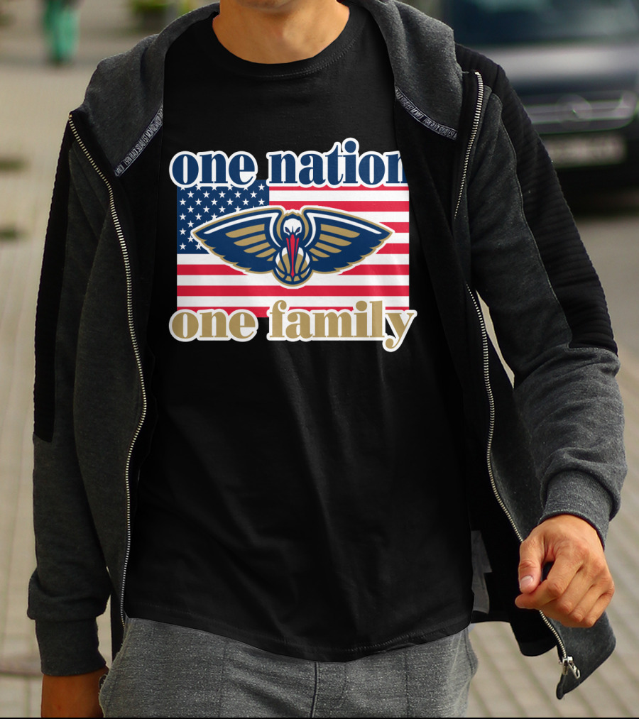 One Nation One Family New Orleans Pelicans American Flag T-Shirt