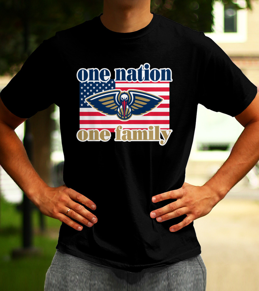 One Nation One Family New Orleans Pelicans American Flag T-Shirt