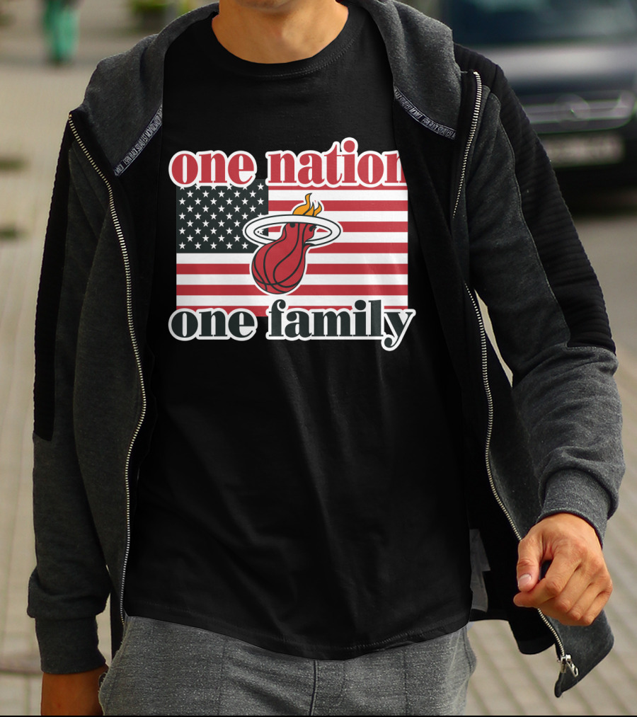 One Nation One Family Miami Heat American Flag T-Shirt