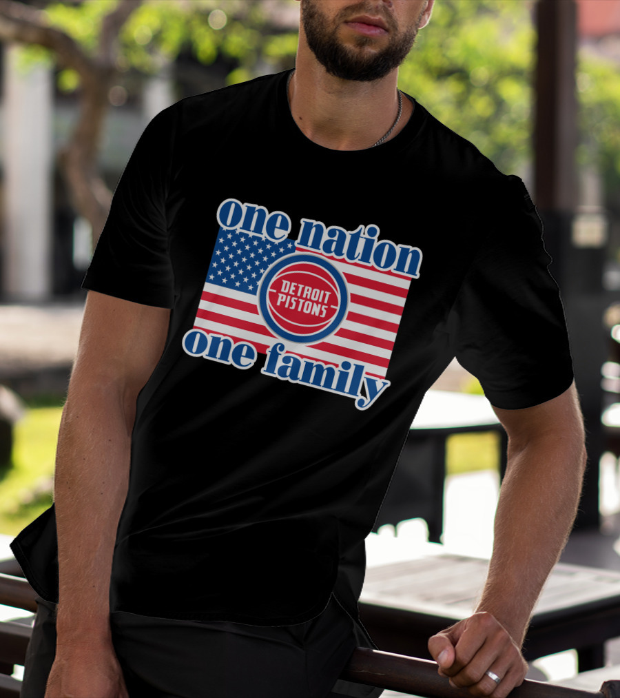 One Nation One Family Detroit Pistons 81 Usa Flag T-Shirt