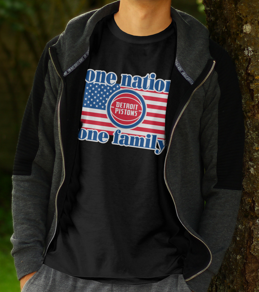 One Nation One Family Detroit Pistons 81 Usa Flag T-Shirt