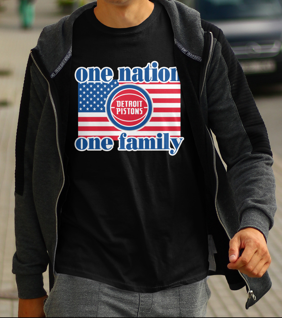 One Nation One Family Detroit Pistons 81 Usa Flag T-Shirt