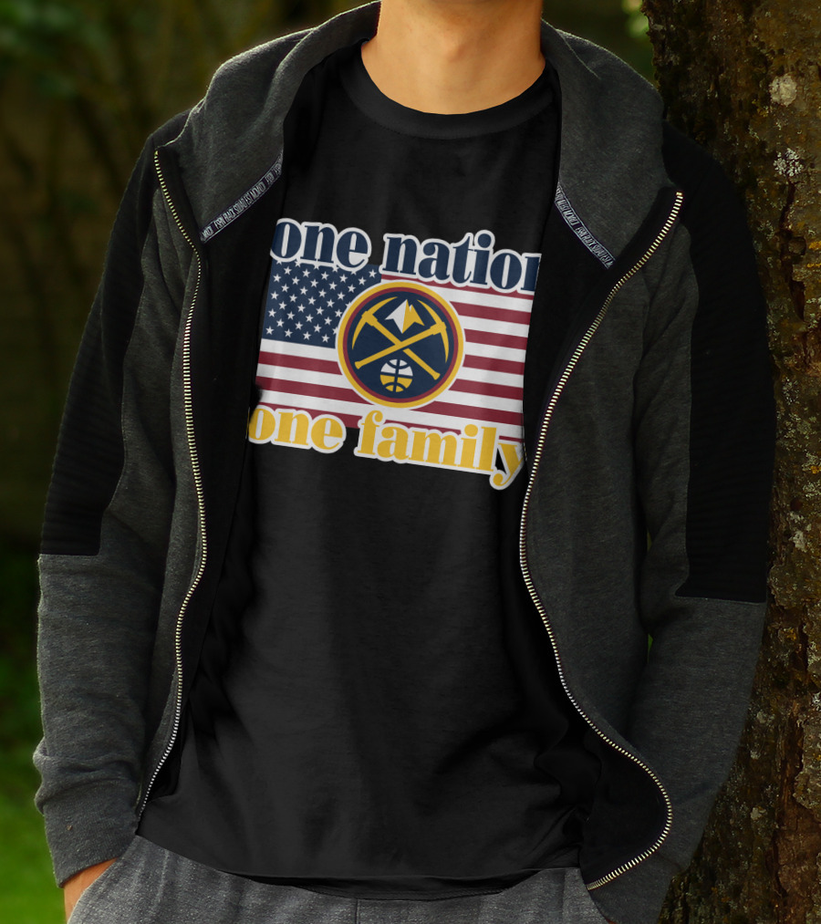 One Nation One Family Denver Nuggets American Flag T-Shirt