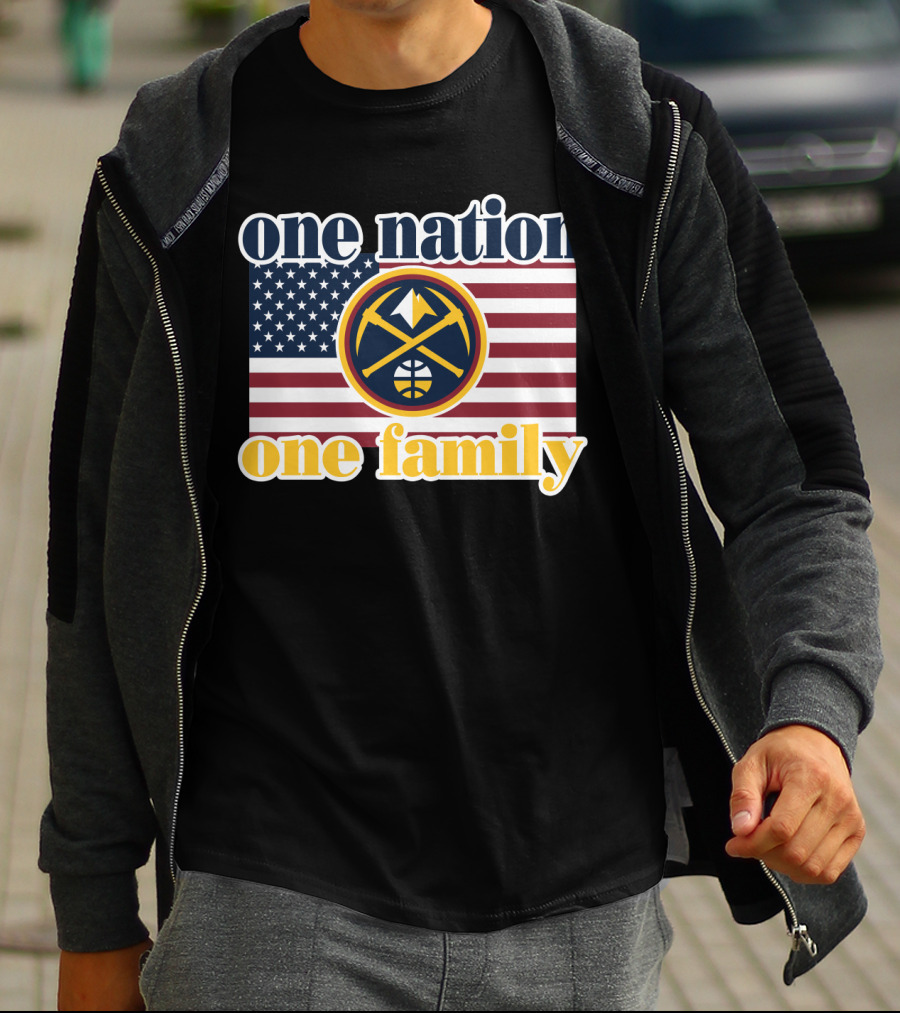 One Nation One Family Denver Nuggets American Flag T-Shirt