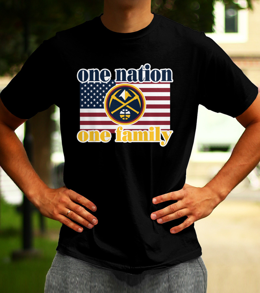 One Nation One Family Denver Nuggets American Flag T-Shirt