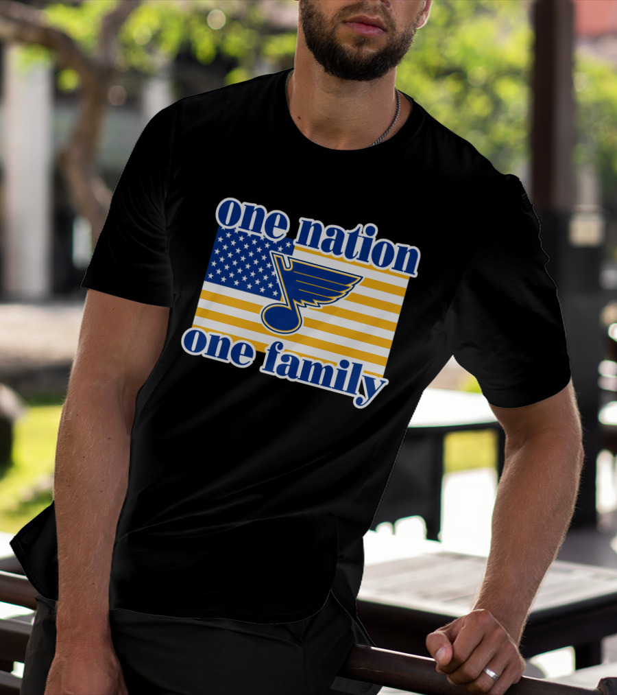 St Louis Blues One Nation One Family American Flag T-Shirt