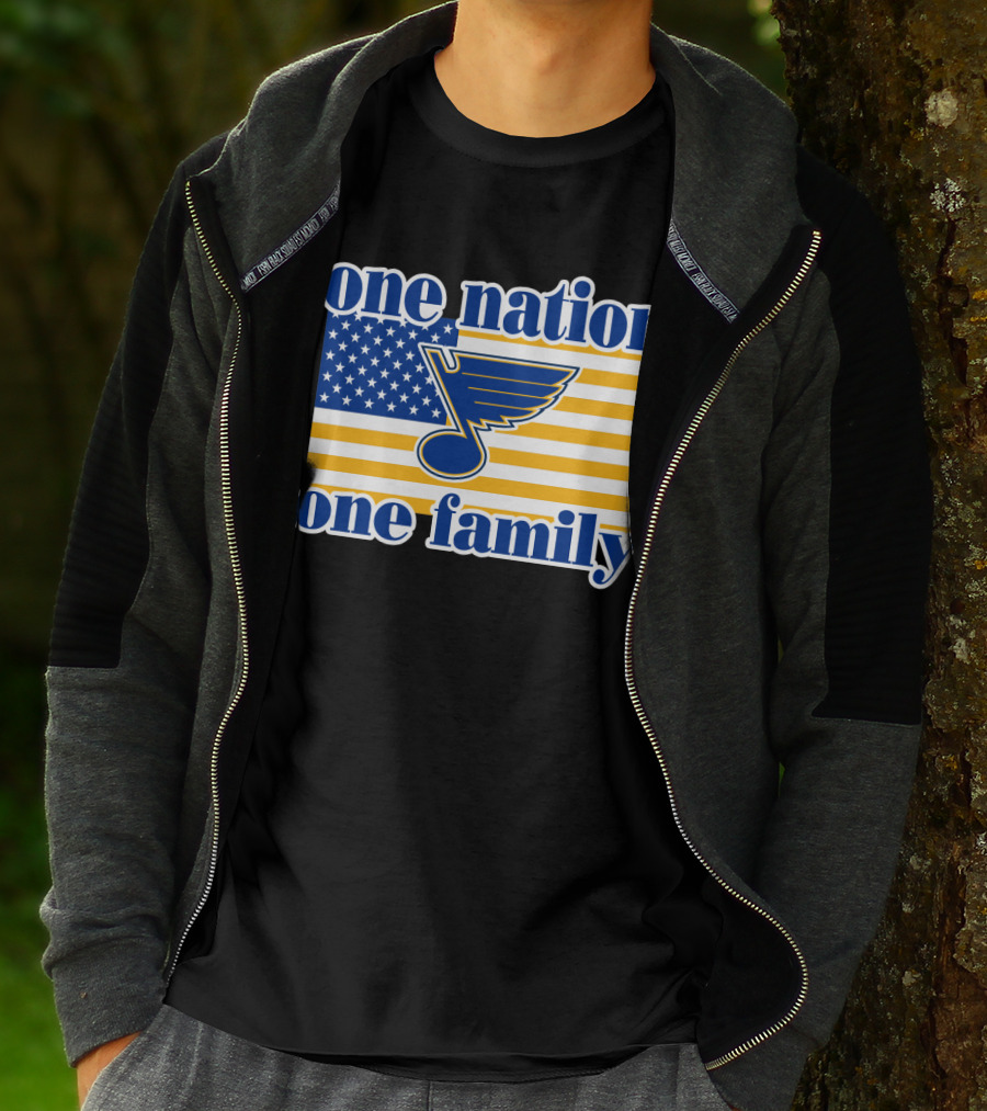 St Louis Blues One Nation One Family American Flag T-Shirt