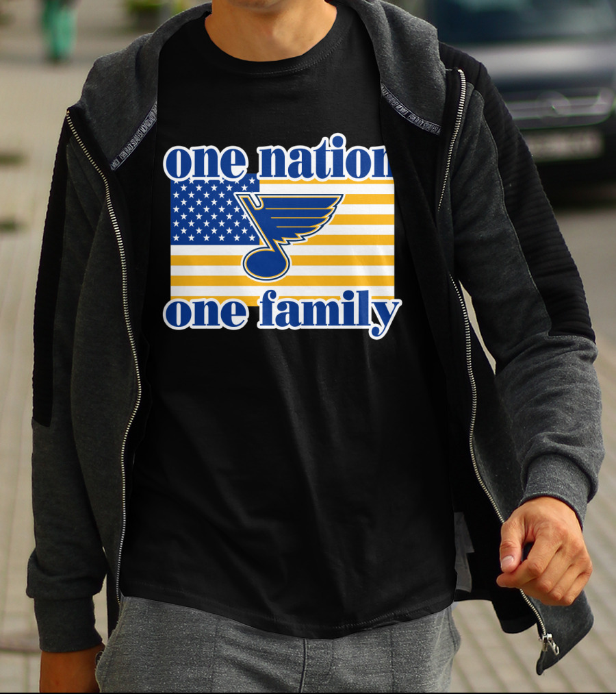 St Louis Blues One Nation One Family American Flag T-Shirt