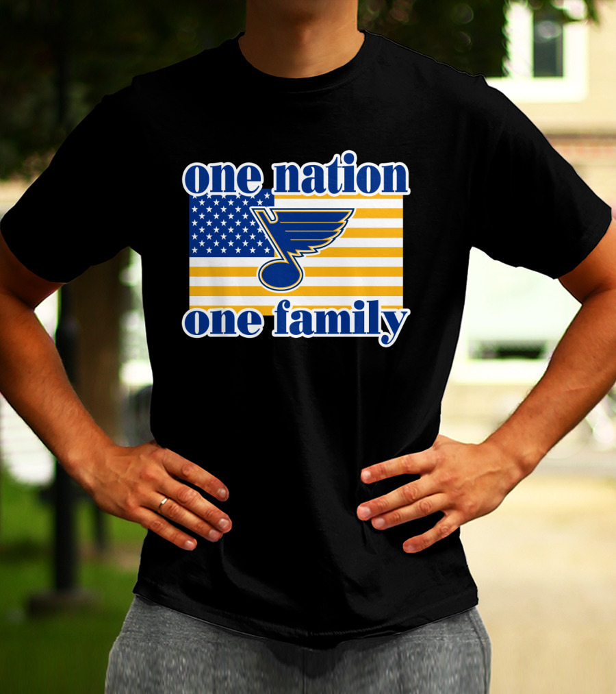 St Louis Blues One Nation One Family American Flag T-Shirt