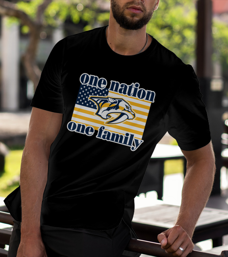 One Nation One Family Nashville Predators American Flag T-Shirt