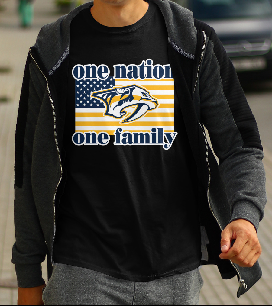 One Nation One Family Nashville Predators American Flag T-Shirt