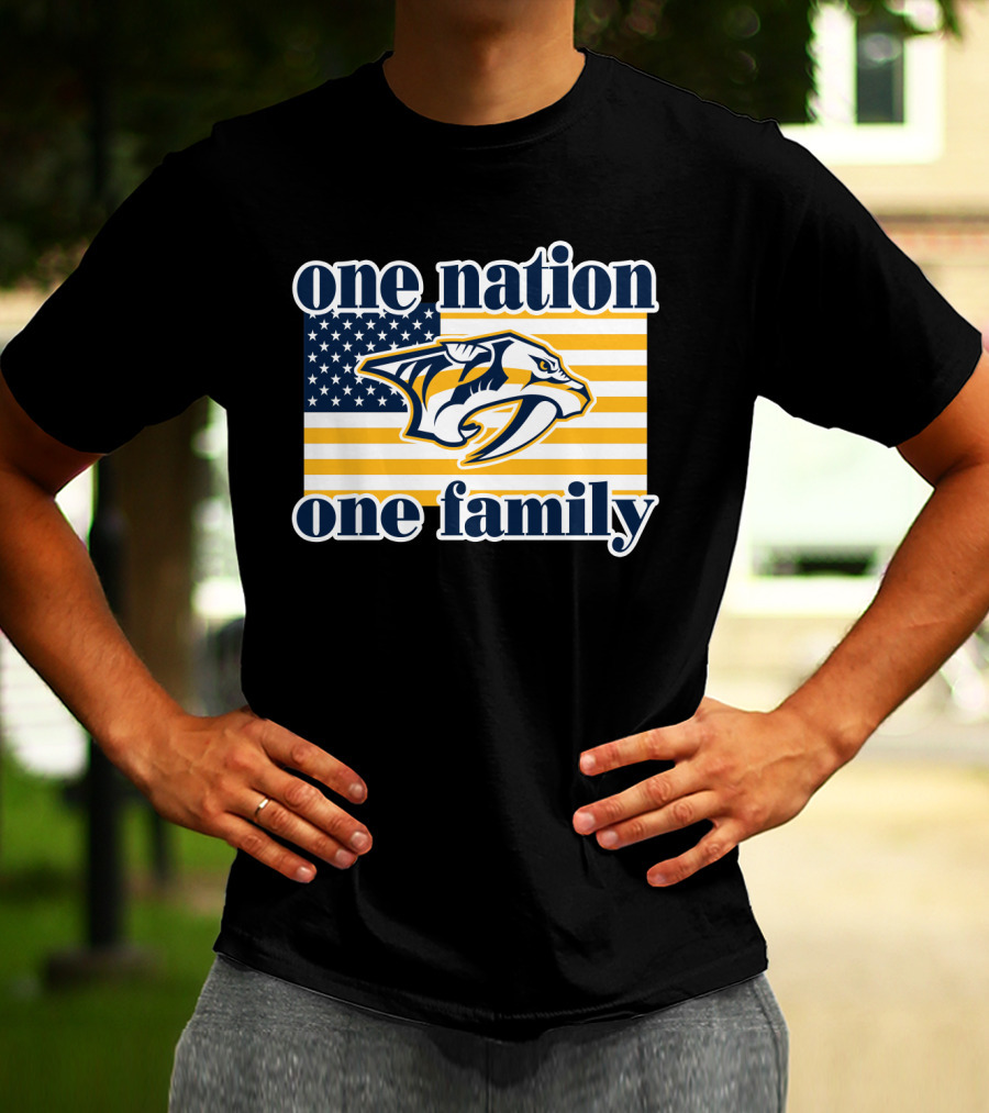 One Nation One Family Nashville Predators American Flag T-Shirt