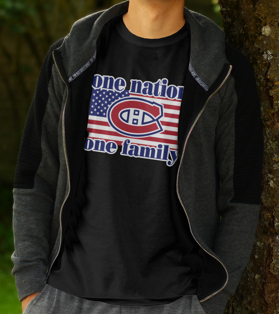 One Nation One Family Montreal Canadiens Usa Flag T-Shirt