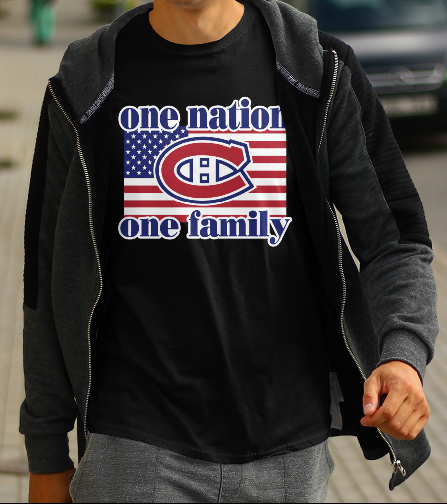 One Nation One Family Montreal Canadiens Usa Flag T-Shirt