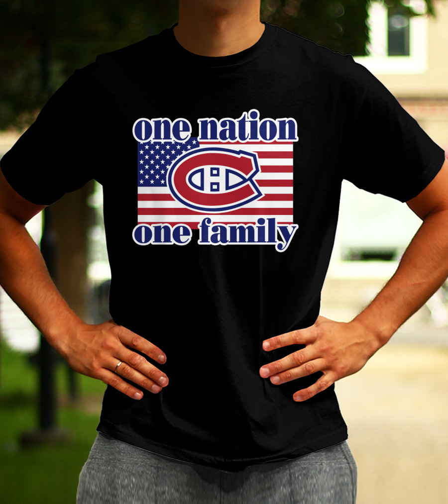 One Nation One Family Montreal Canadiens Usa Flag T-Shirt