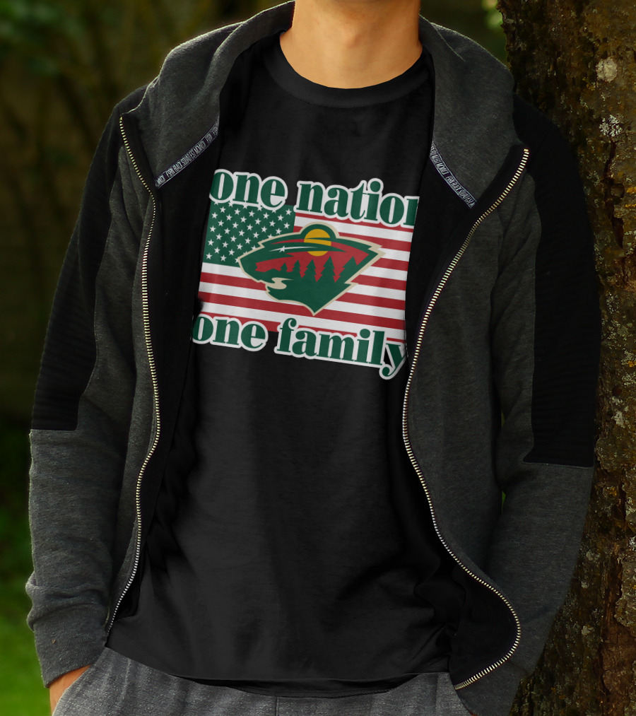 One Nation One Family 102 Minnesota Wild American Flag T-Shirt