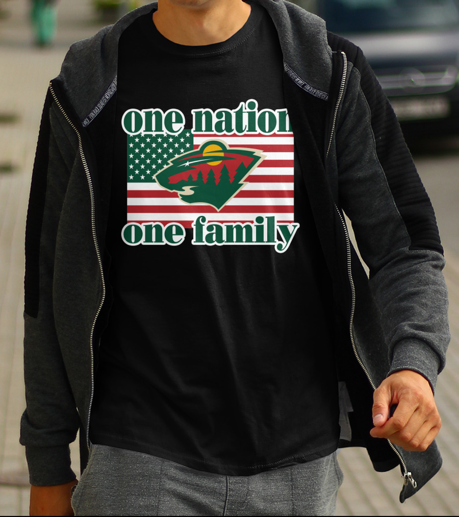 One Nation One Family 102 Minnesota Wild American Flag T-Shirt