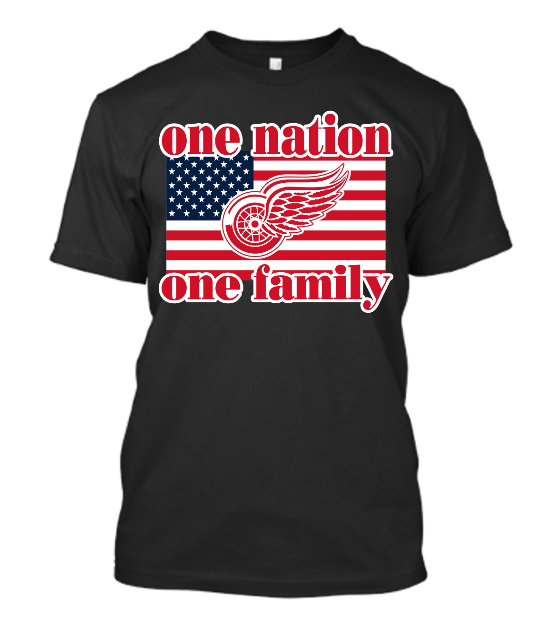 One Nation One Family Detroit Red Wings 105 American Flag T-Shirt