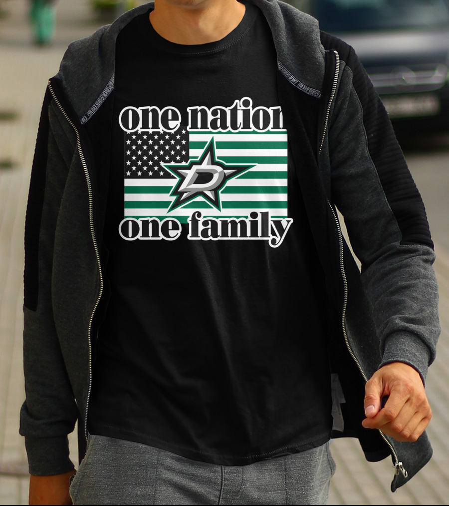 One Nation One Family Dallas Stars D Logo American Flag T-Shirt