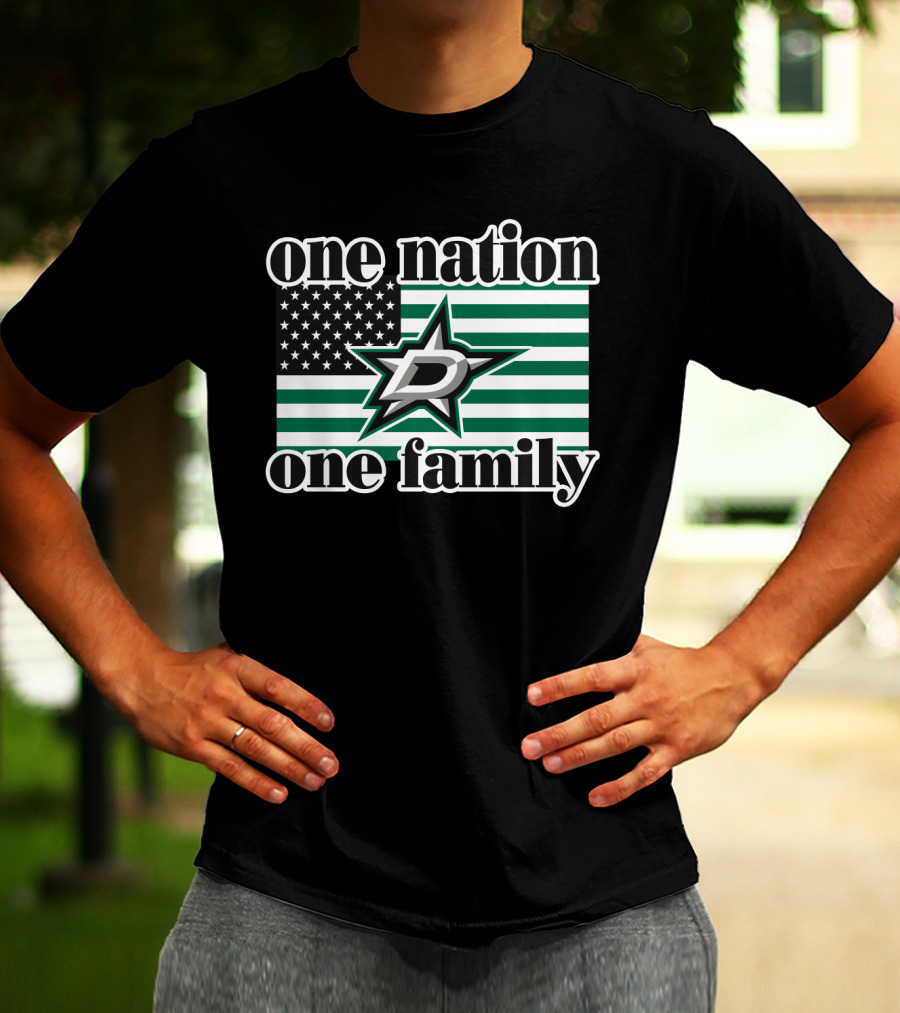 One Nation One Family Dallas Stars D Logo American Flag T-Shirt