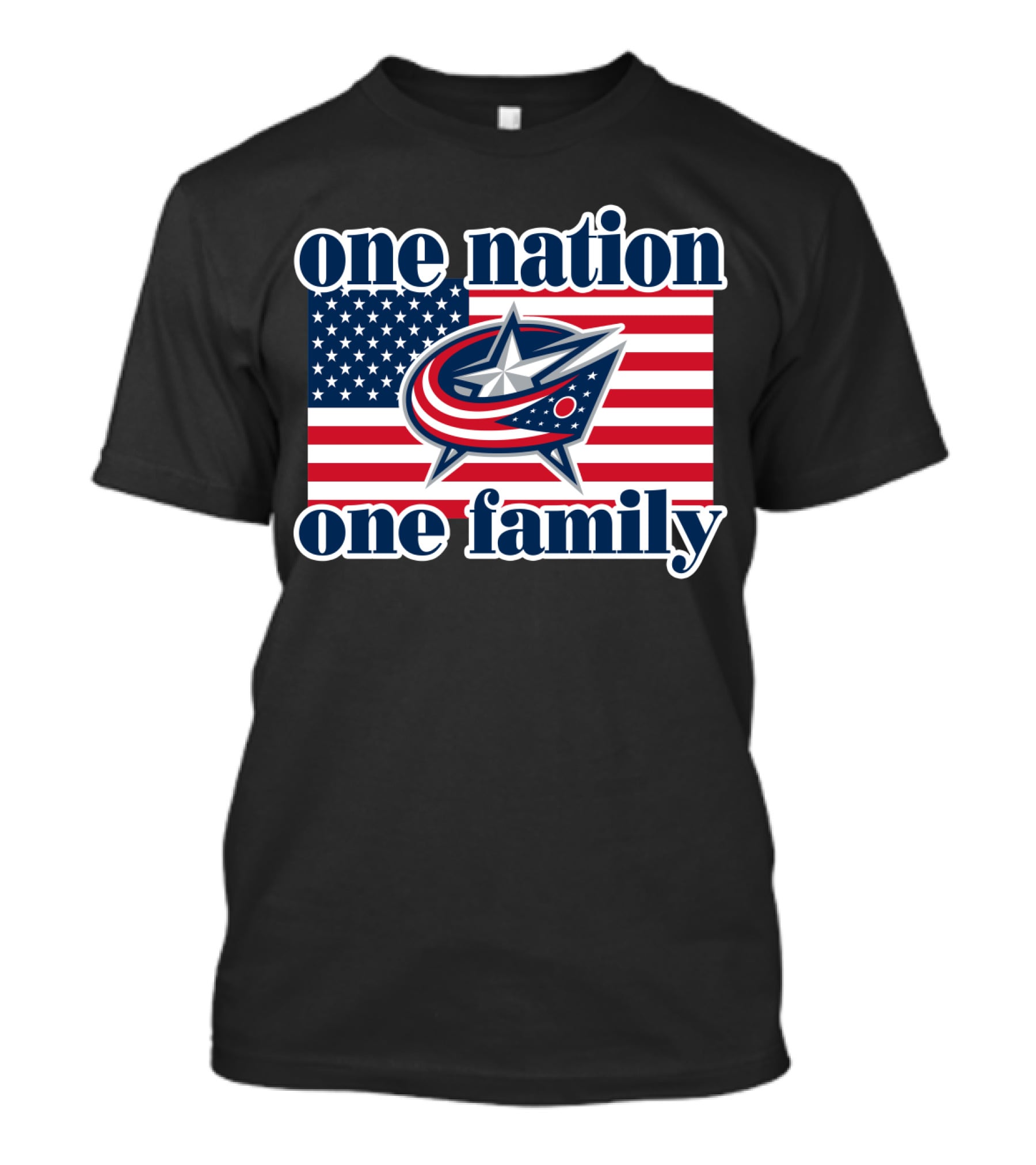 One Nation One Family 107 Columbus Blue Jackets Flag T-Shirt
