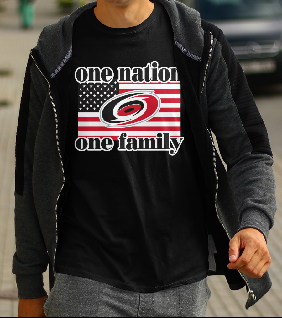 One Nation One Family Carolina Hurricanes Usa Flag T-Shirt