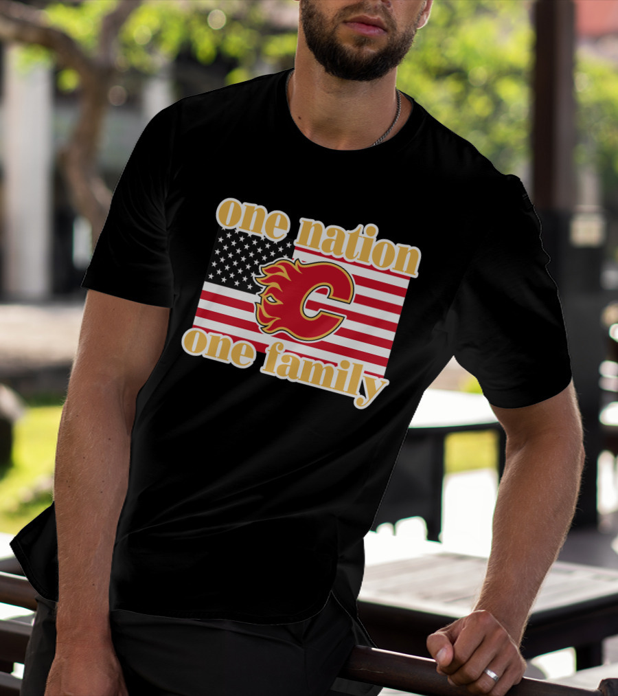 One Nation One Family Calgary Flames American Flag T-Shirt