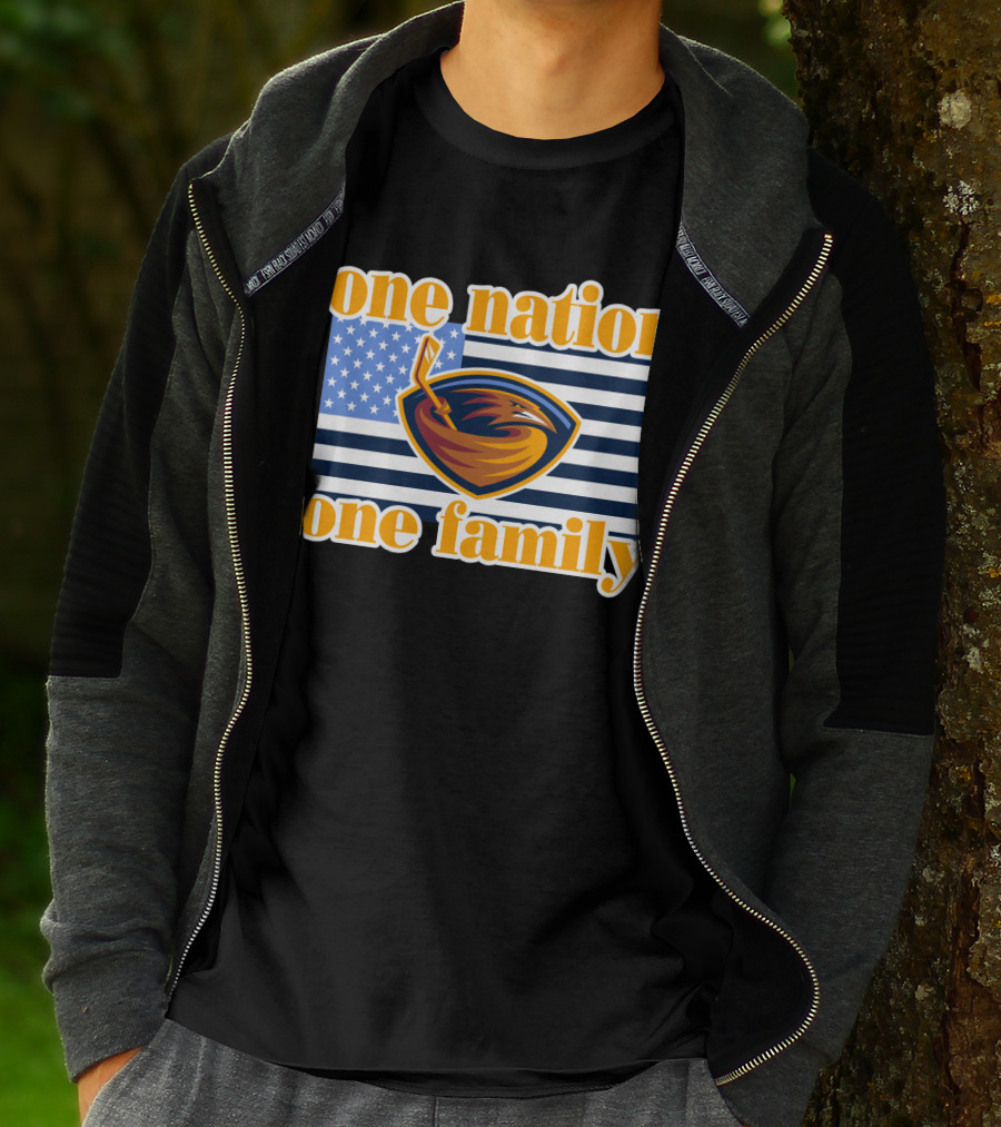 One Nation One Family Atlanta Thrashers Logo American Flag T-Shirt