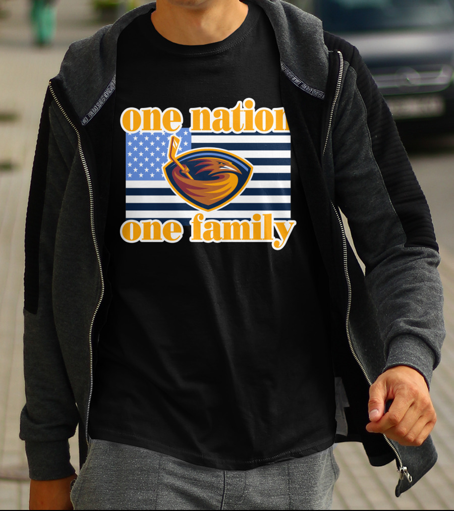One Nation One Family Atlanta Thrashers Logo American Flag T-Shirt