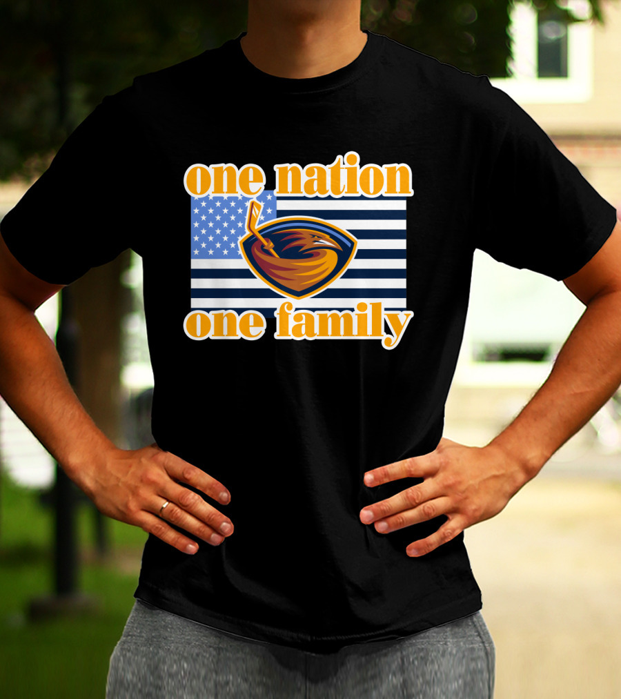 One Nation One Family Atlanta Thrashers Logo American Flag T-Shirt
