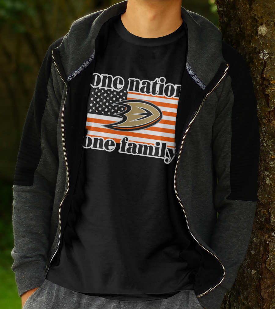 One Nation One Family Anaheim Ducks American Flag T-Shirt