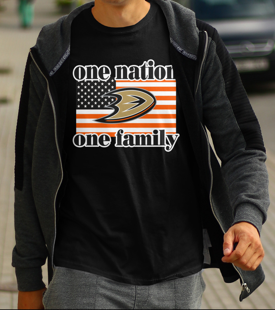 One Nation One Family Anaheim Ducks American Flag T-Shirt