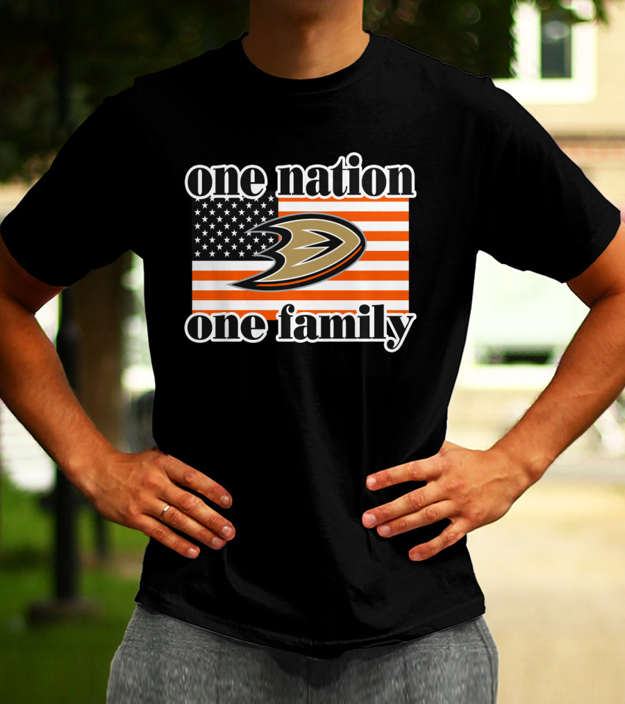 One Nation One Family Anaheim Ducks American Flag T-Shirt