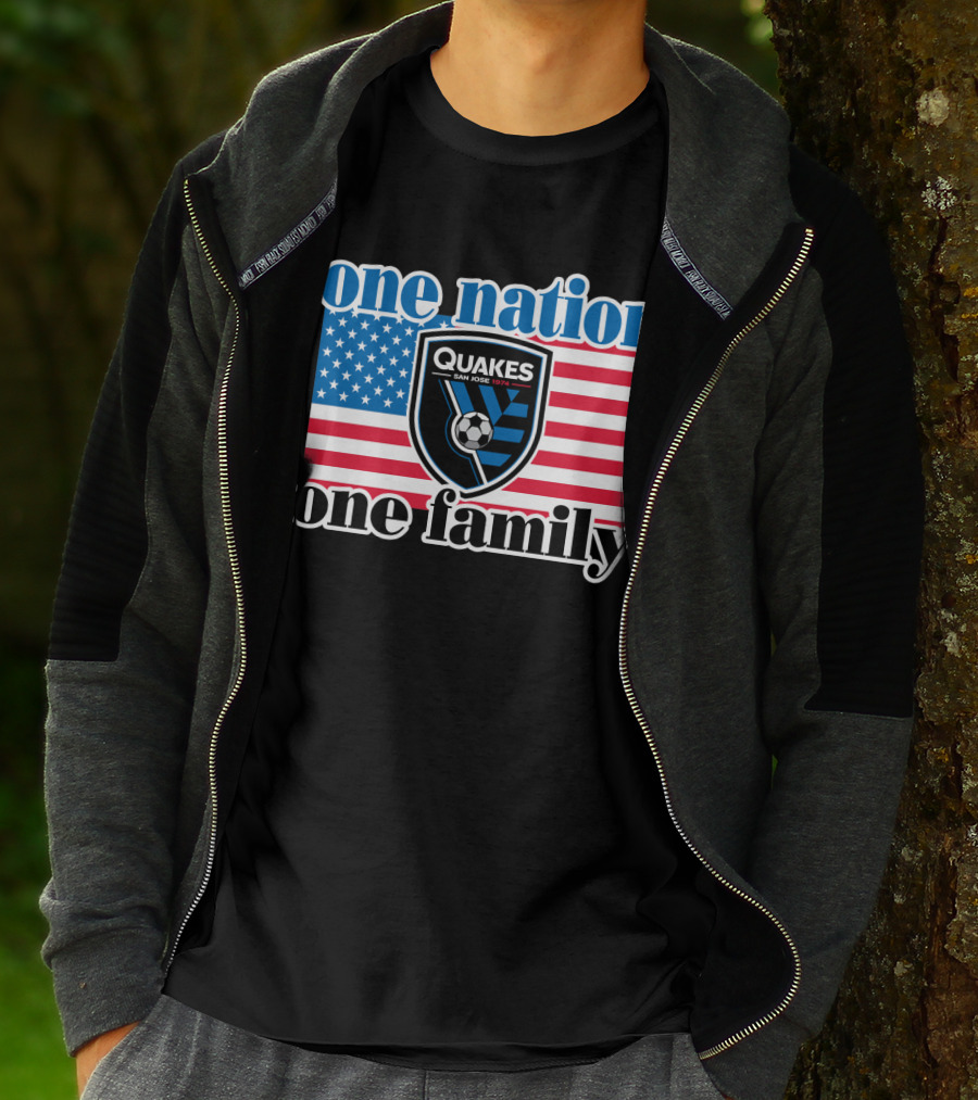 One Nation One Family San Jose Earthquakes Quakes Soccer Usa Flag T-Shirt