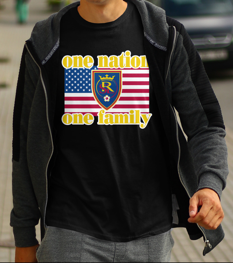 One Nation One Family Real Salt Lake Usa Flag Soccer Crest T-Shirt