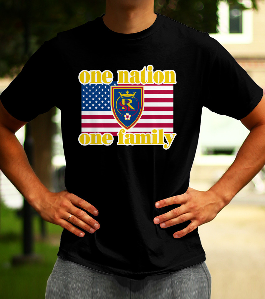 One Nation One Family Real Salt Lake Usa Flag Soccer Crest T-Shirt