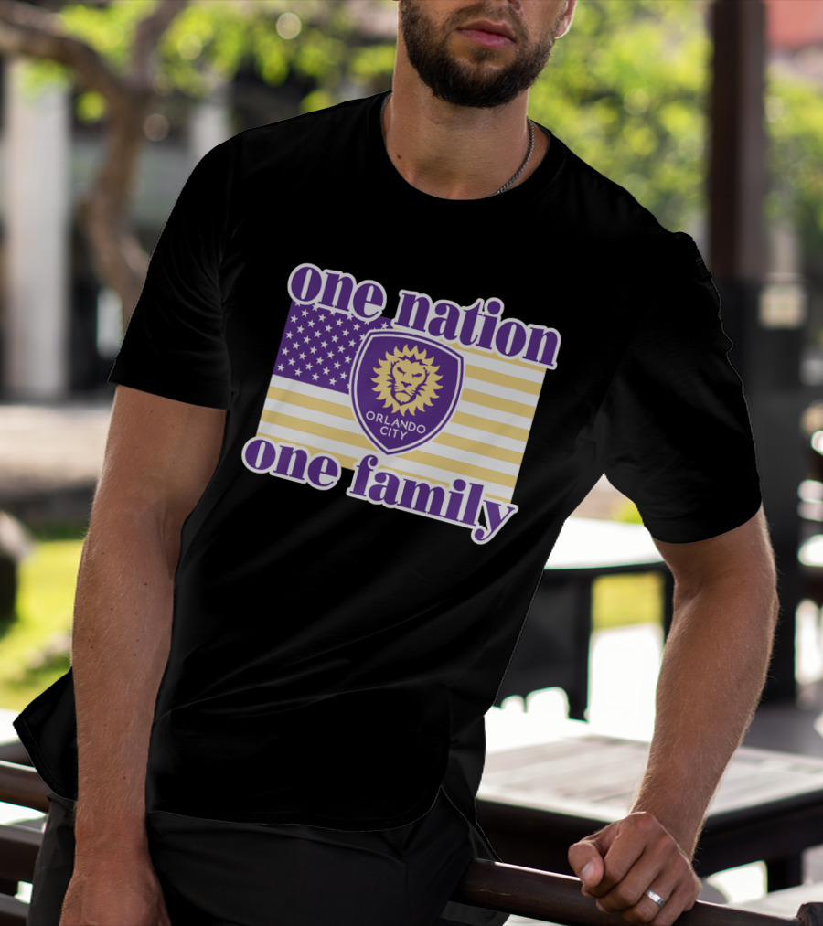 One Nation One Family Orlando City Sc American Flag Lion T-Shirt