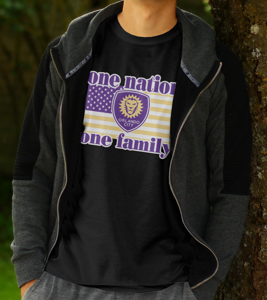 One Nation One Family Orlando City Sc American Flag Lion T-Shirt