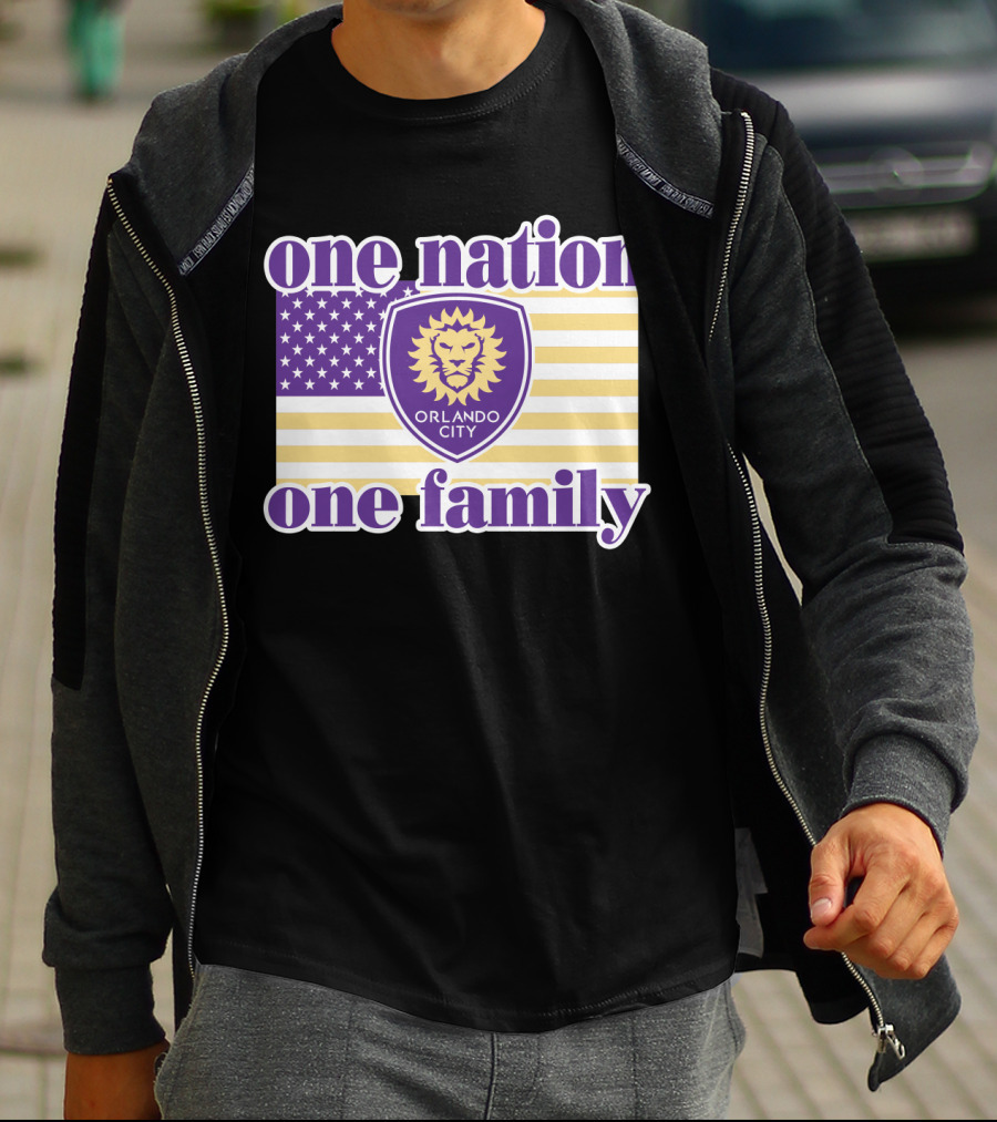 One Nation One Family Orlando City Sc American Flag Lion T-Shirt