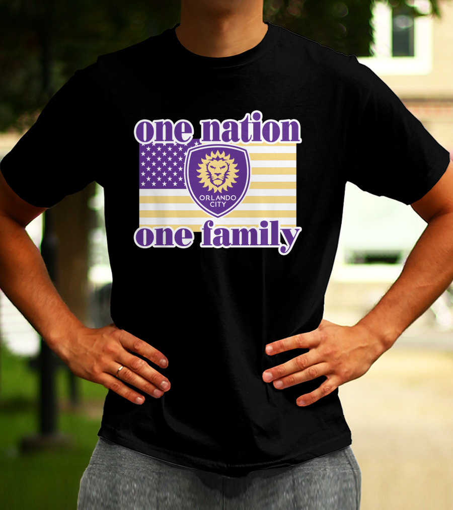 One Nation One Family Orlando City Sc American Flag Lion T-Shirt