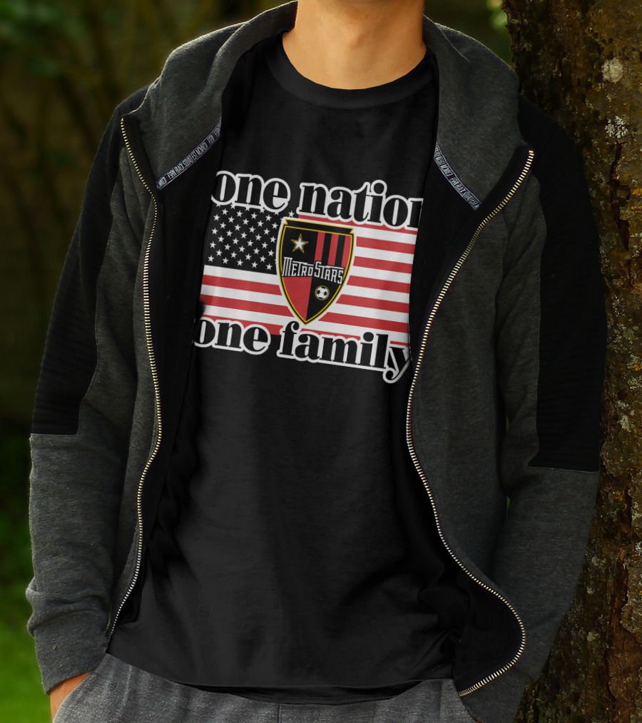 One Nation One Family Metrostars 136 Usa Flag Soccer Shield T-Shirt