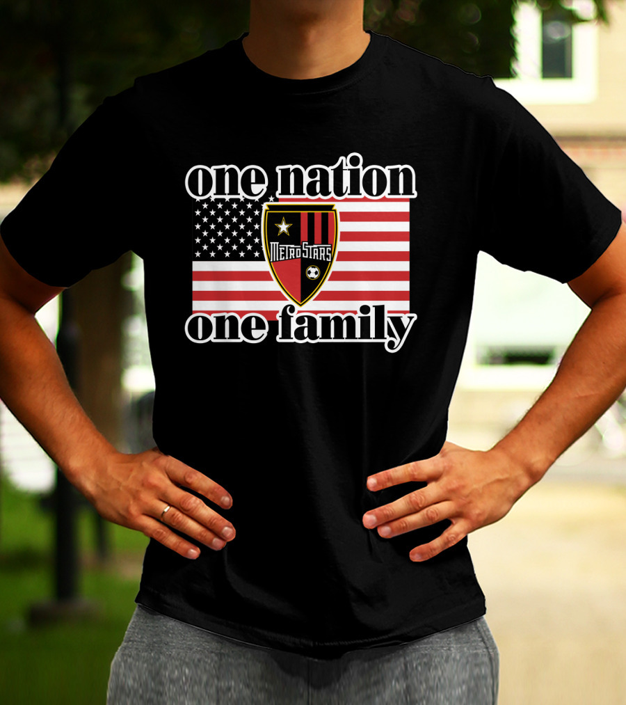 One Nation One Family Metrostars 136 Usa Flag Soccer Shield T-Shirt